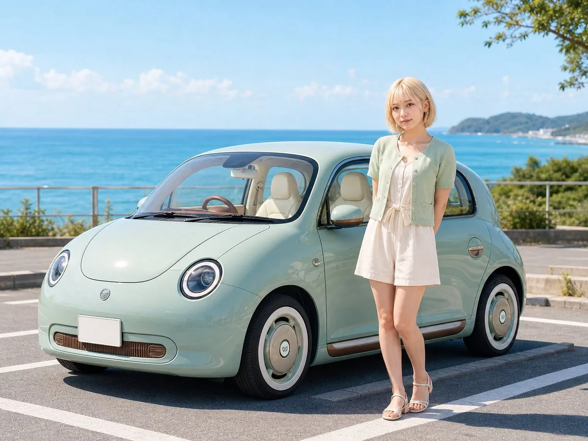Pastel Retro Seaside Car reference