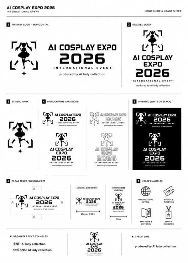 AI Cosplay Expo Logo Guide Sheet reference