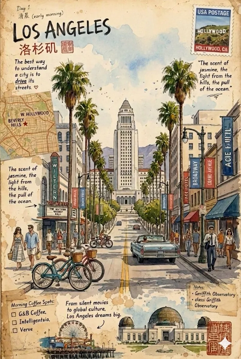Vintage travel journal watercolor reference