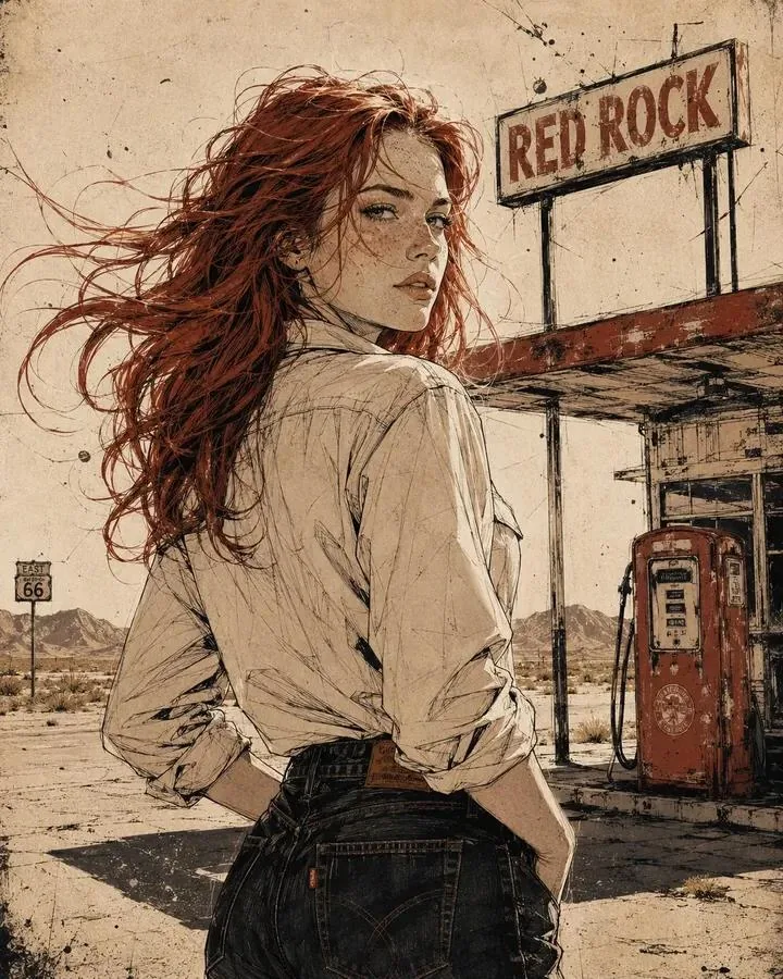 Vintage Americana Desert Illustration reference