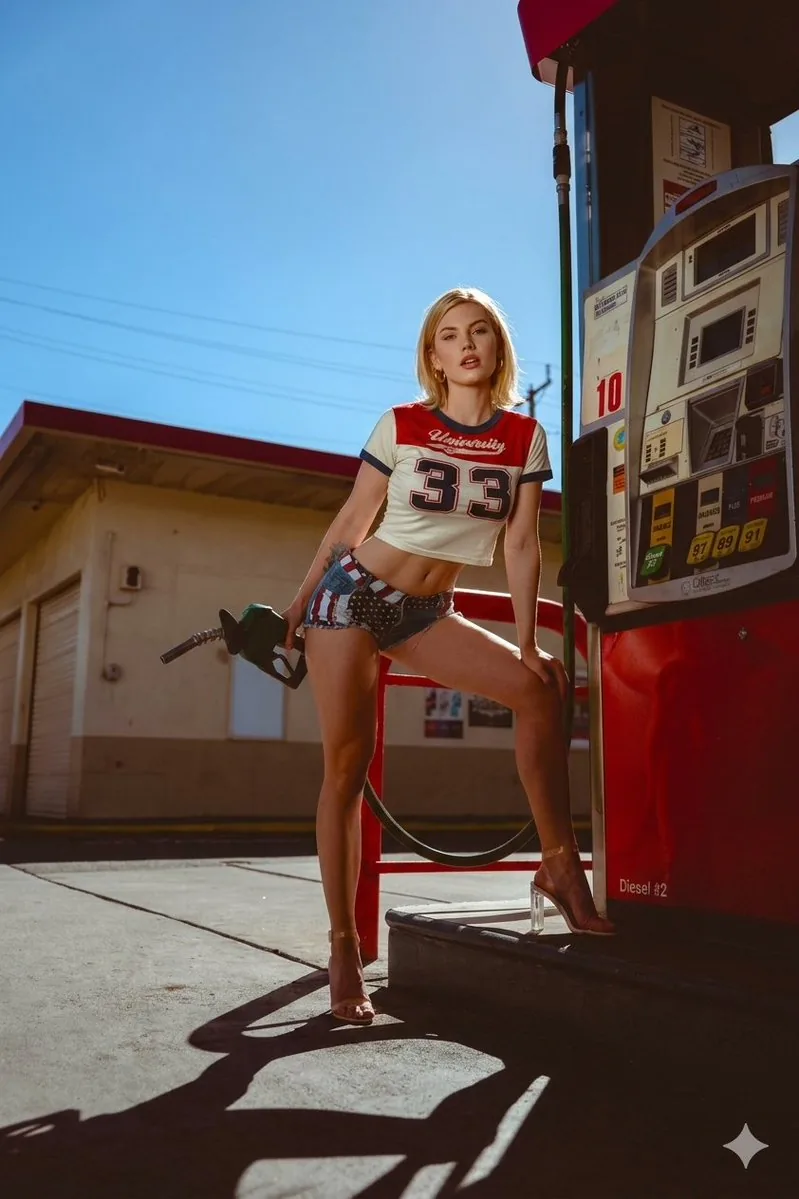 Retro Americana Gas Station Editorial reference