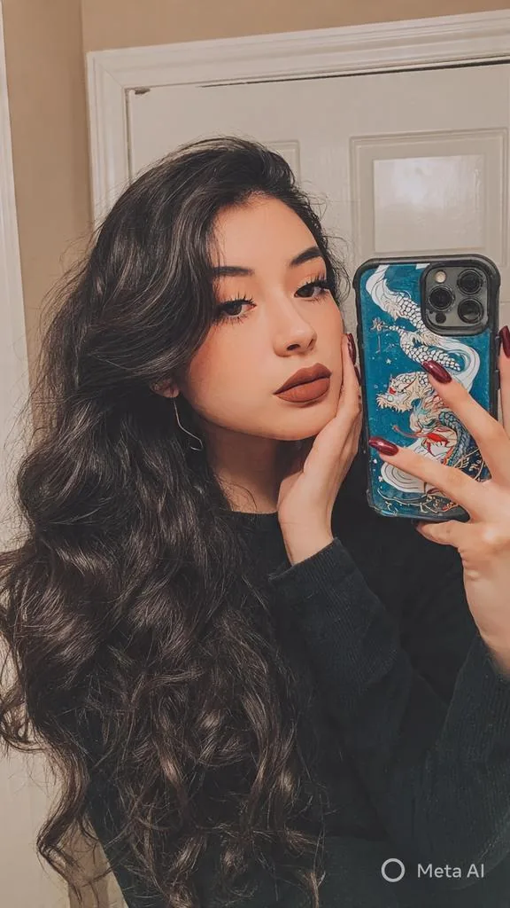 Instagram Aesthetic Mirror Selfie with Dragon Phone Case - Nano Banana Pro AI Prompt for Social Media Post reference