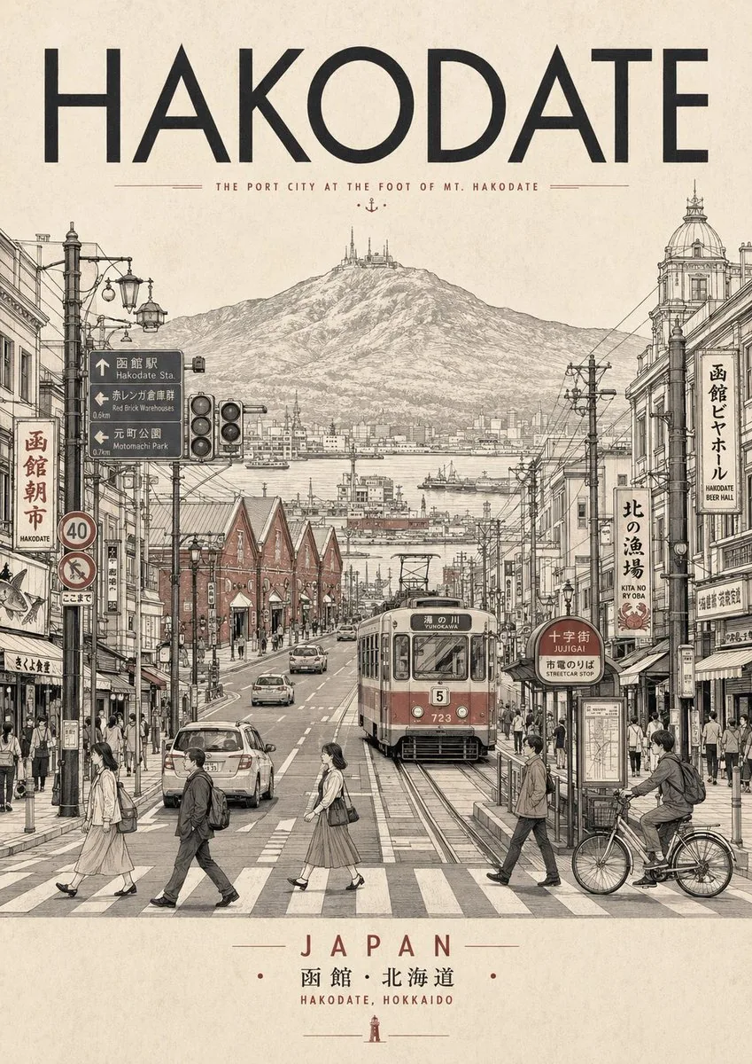 Vintage Hakodate Travel Poster reference