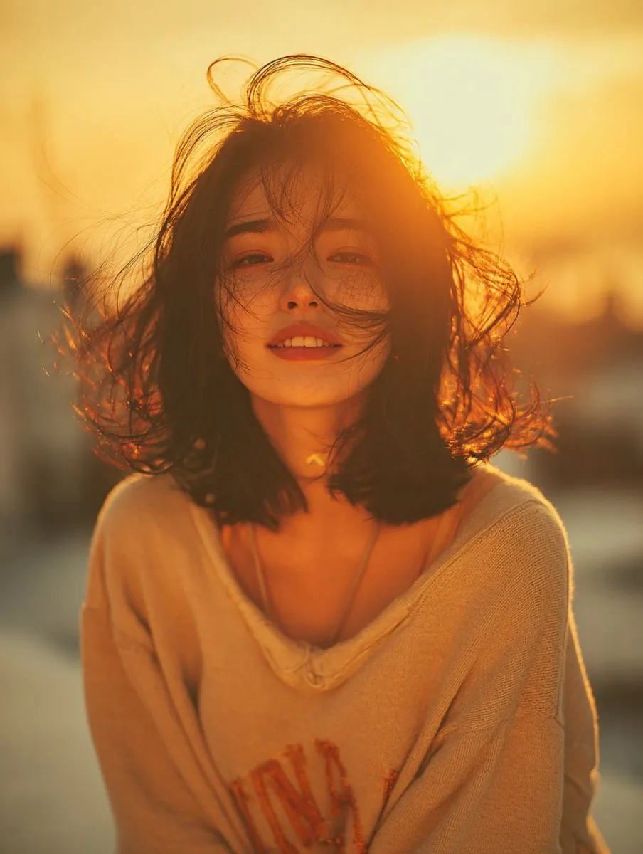 Golden Hour Rooftop Portrait reference