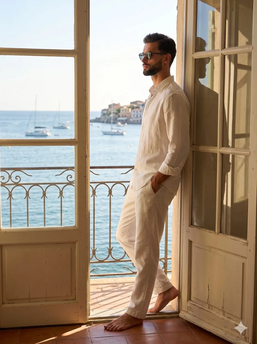 Sophisticated Summer Editorial Lifestyle Portrait - Nano Banana Pro AI Prompt for Social Media Post reference
