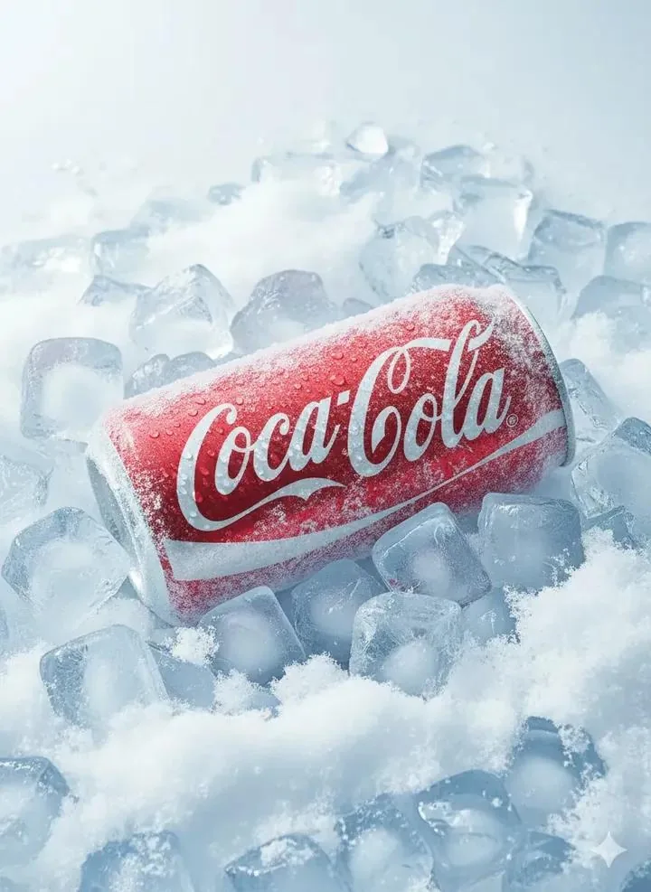 Hyper-Realistic Icy Coca-Cola Product Shot reference
