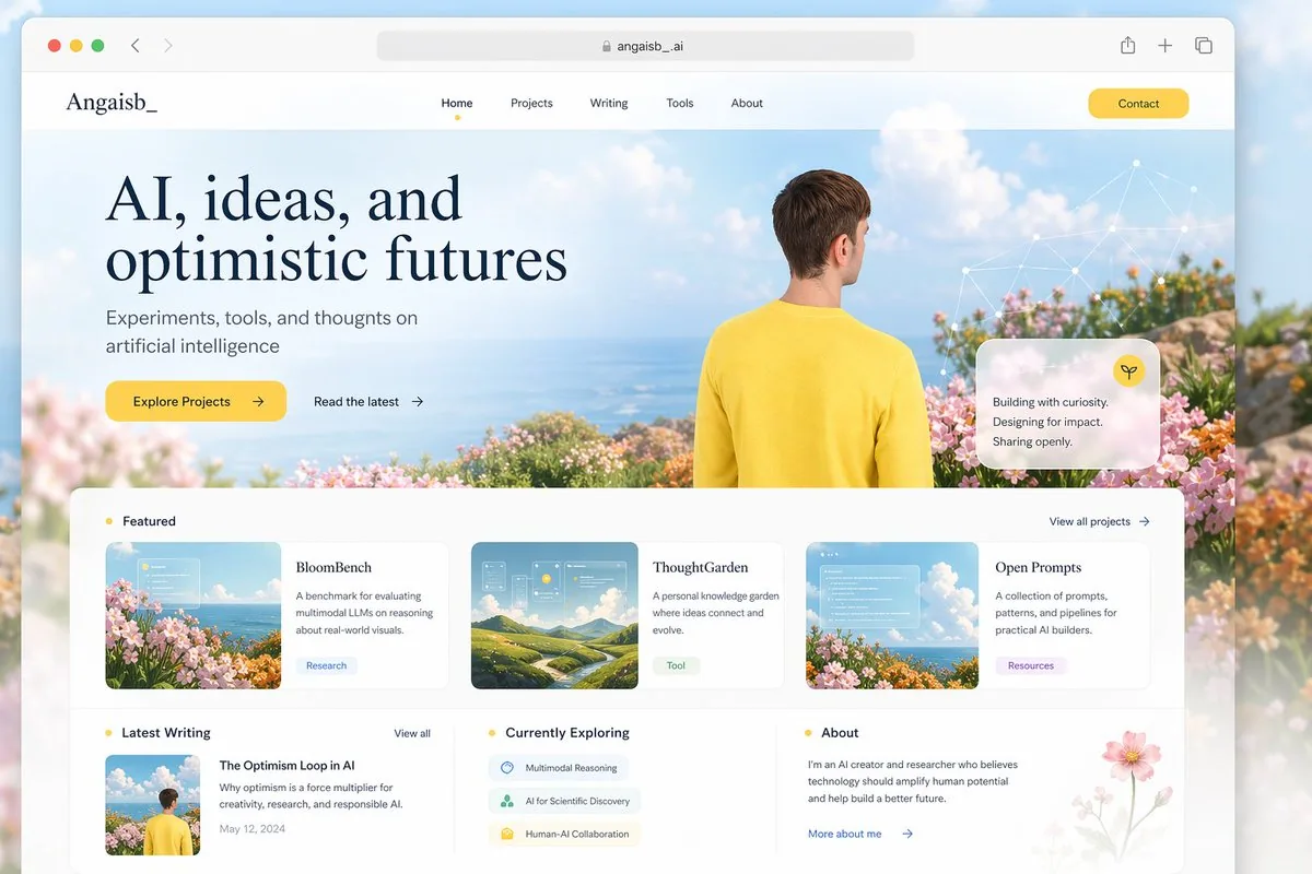 Optimistic AI Portfolio Landing Page reference