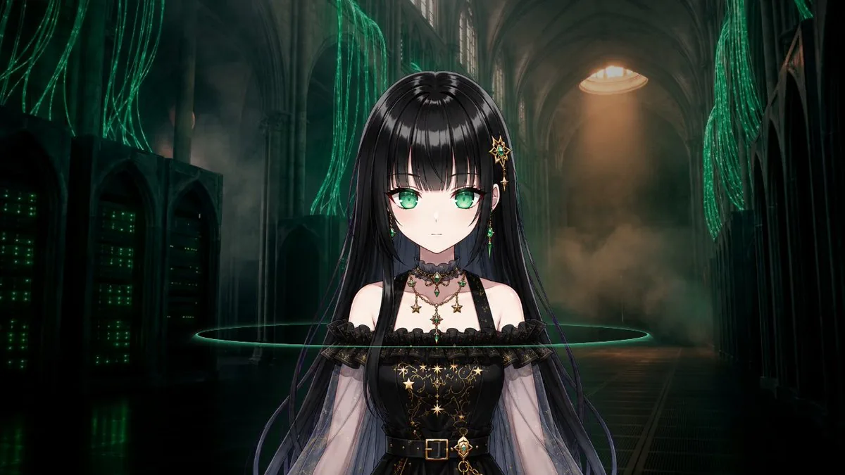 Gothic Cyber VTuber Cathedral Portrait reference