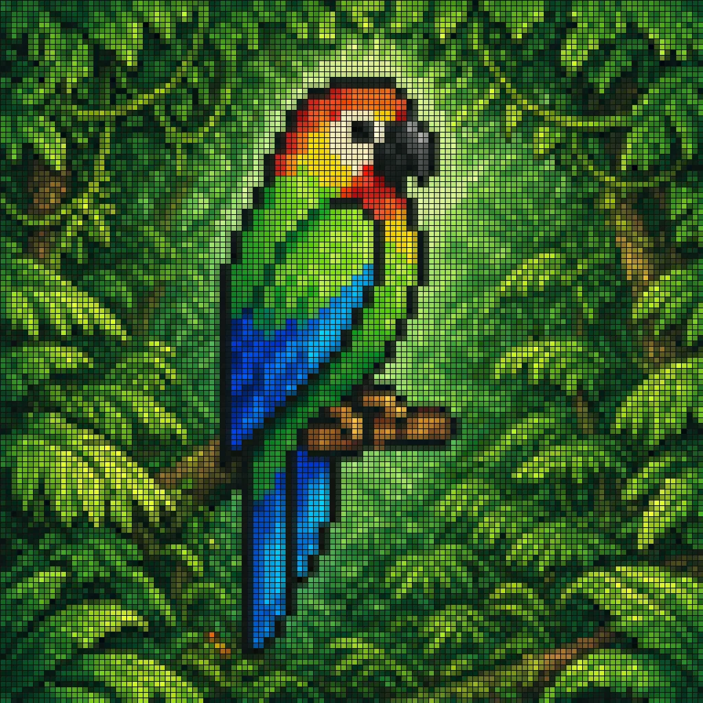 Pixel Mosaic Jungle Parrot reference