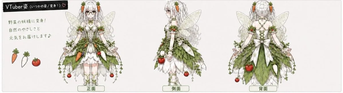 Vegetable Fairy VTuber Reference Sheet reference