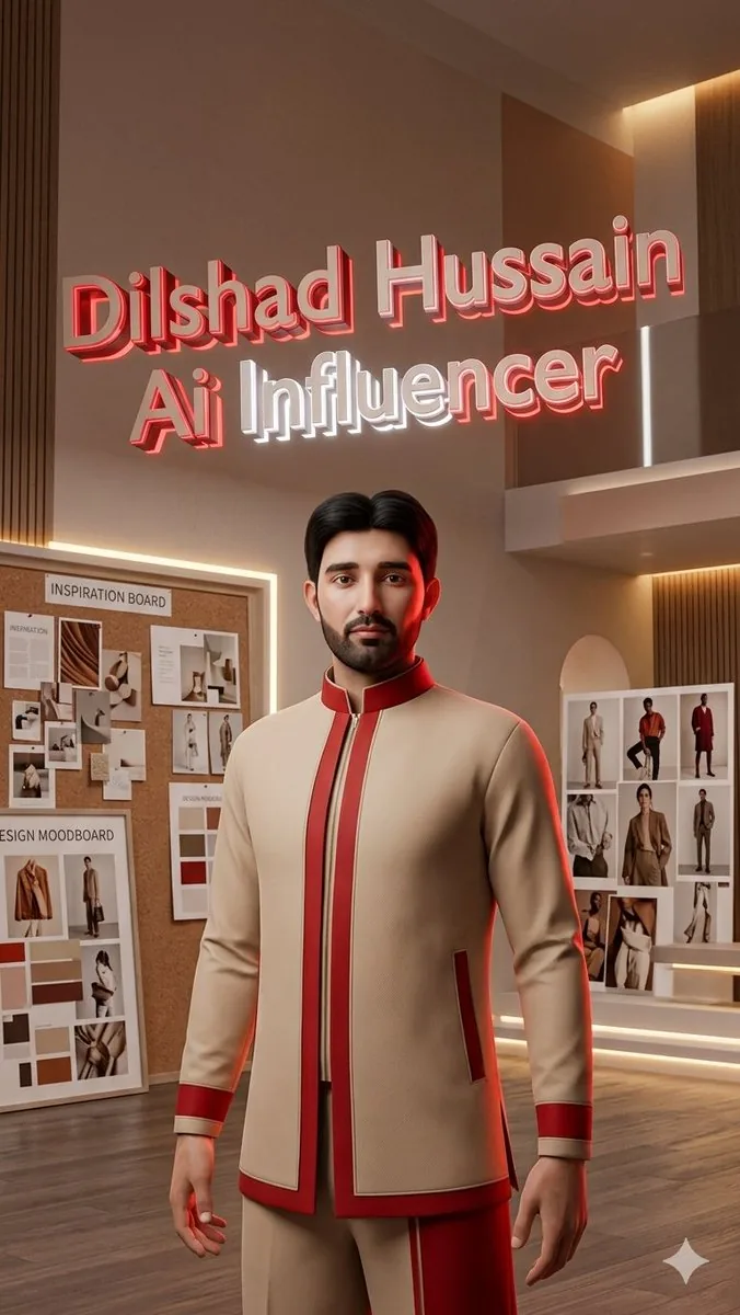 Luxury AI Influencer Workspace Render reference