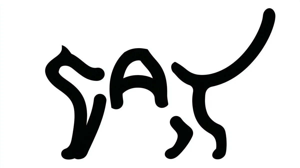 Monochrome Typographic Cat Illustration reference
