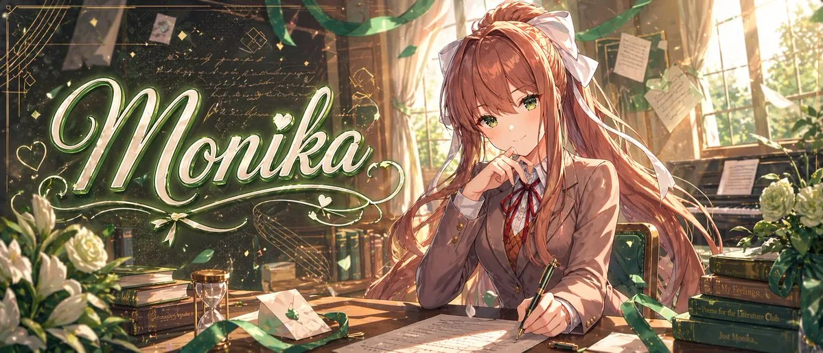 Monika Anime Banner Illustration reference