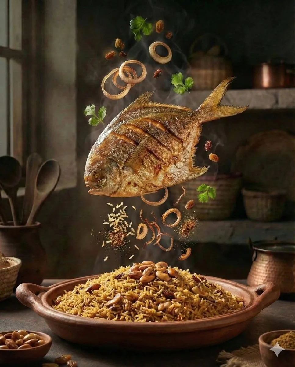 Cinematic Exploded-View Middle Eastern Food Scene reference