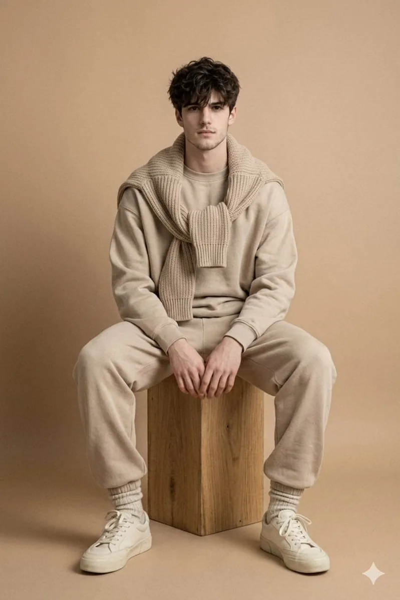 Minimalist Studio Fashion Photo of Young Man reference