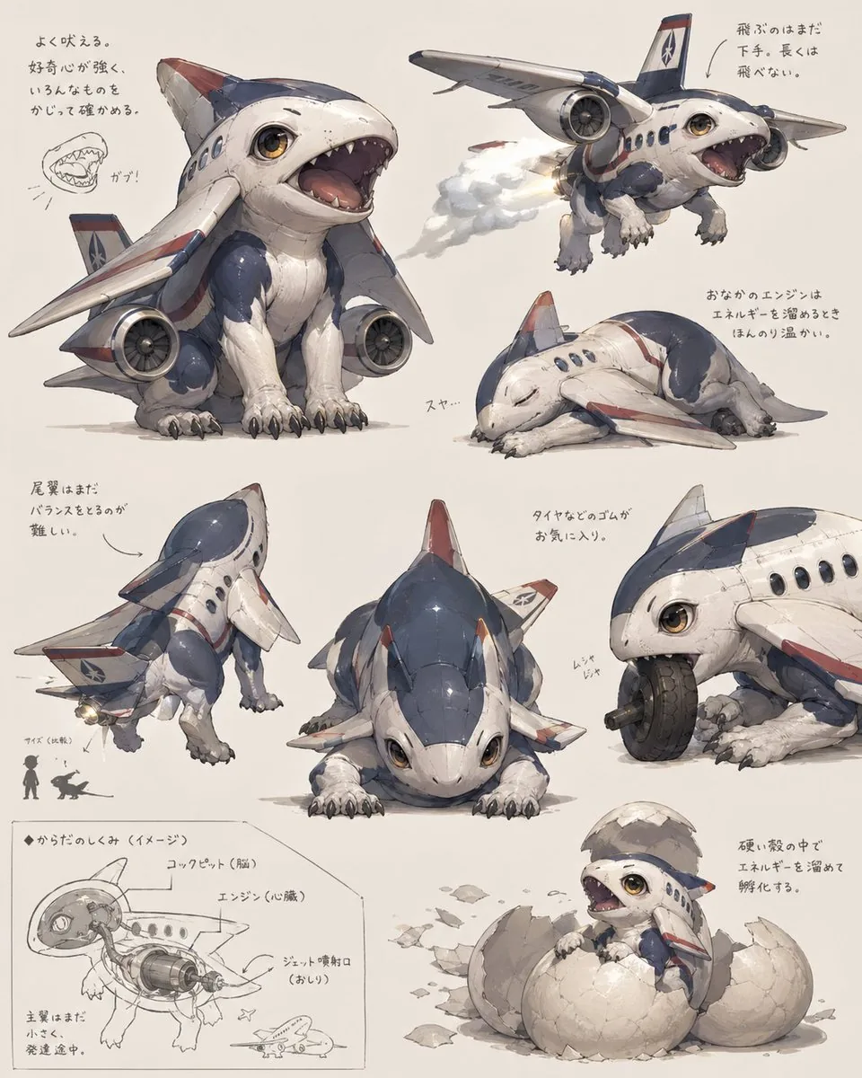 Jet Airplane Puppy Creature Sheet reference