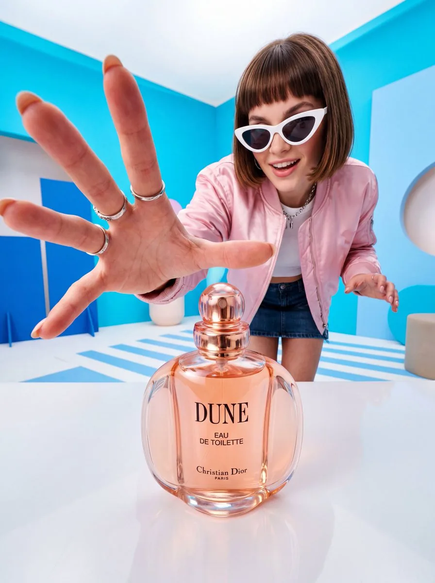 Retro-Futuristic High Fashion Perfume Ad reference