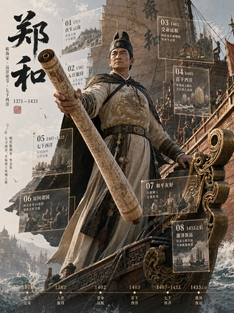 Zheng He 3D Historical Archive Poster reference