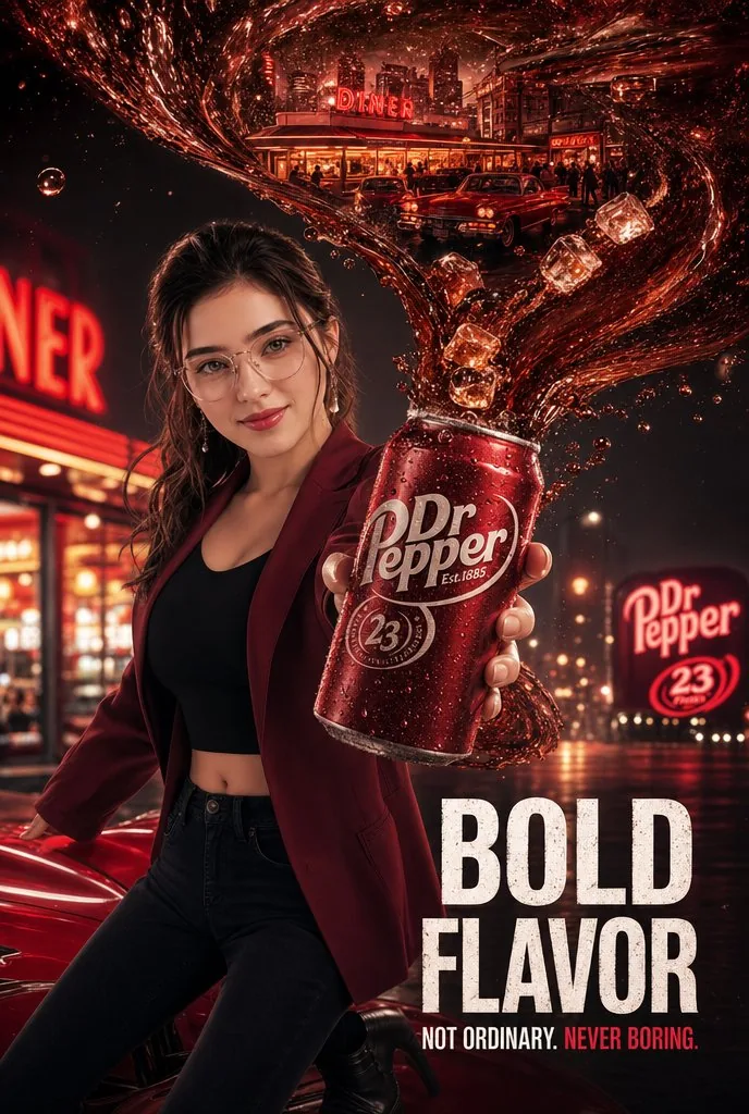 Cinematic Dr Pepper Diner Poster reference