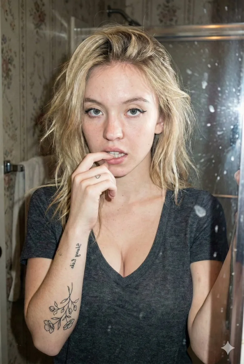 Grungy Flash Mirror Selfie with Tattoos - Nano Banana Pro AI Prompt for Social Media Post reference