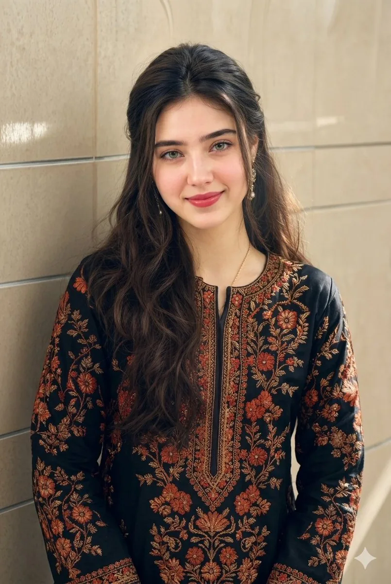Ethnic Floral Dress Portrait reference