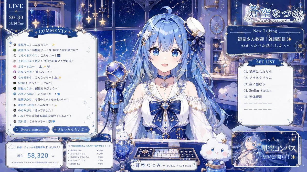 Celestial VTuber Livestream Overlay reference