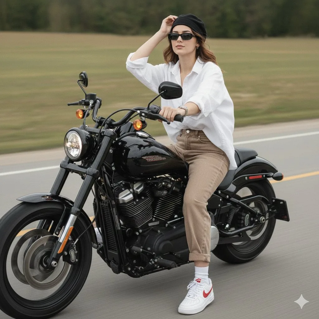 Cinematic Motorcycle Ride with Identity Lock - Nano Banana Pro AI Prompt for Social Media Post reference