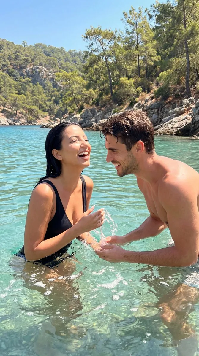 Ultra-Photorealistic Candid Water Splash Romance - Nano Banana Pro AI Prompt for Social Media Post reference