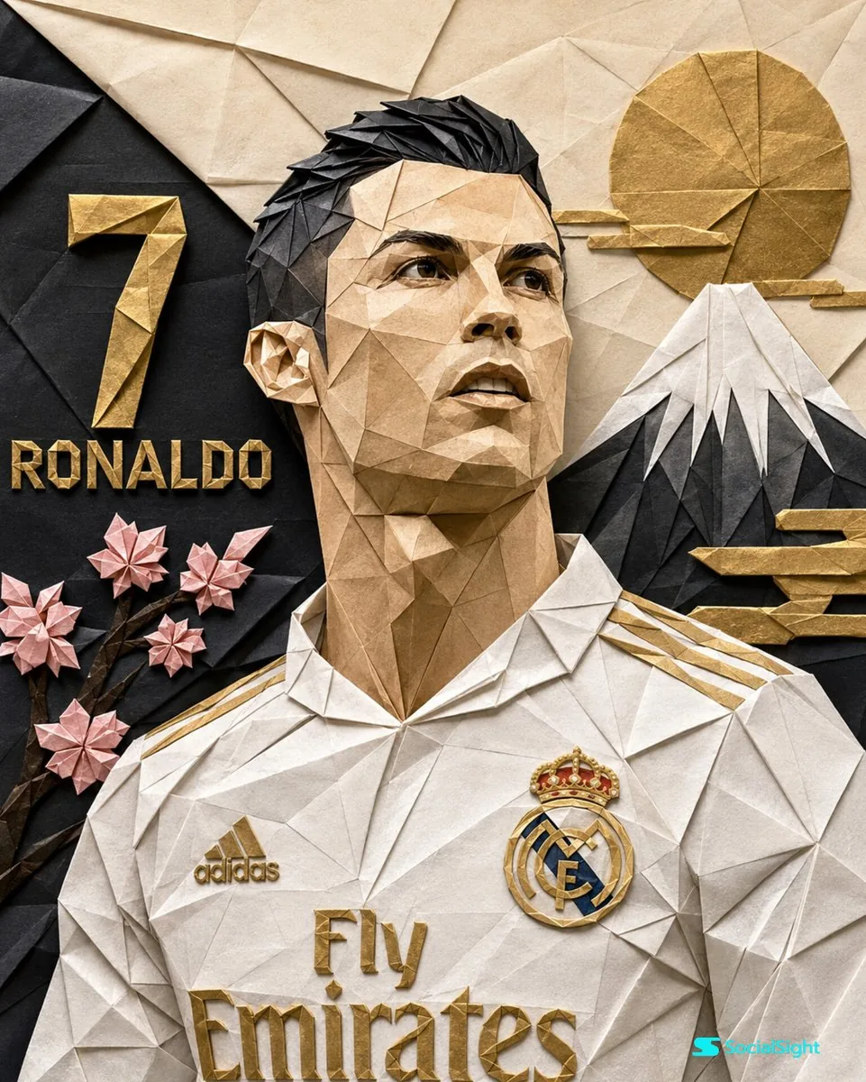 Cristiano Ronaldo Origami Paper Art reference