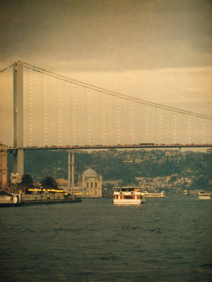 Vintage Bosphorus Bridge Ferry Scene reference