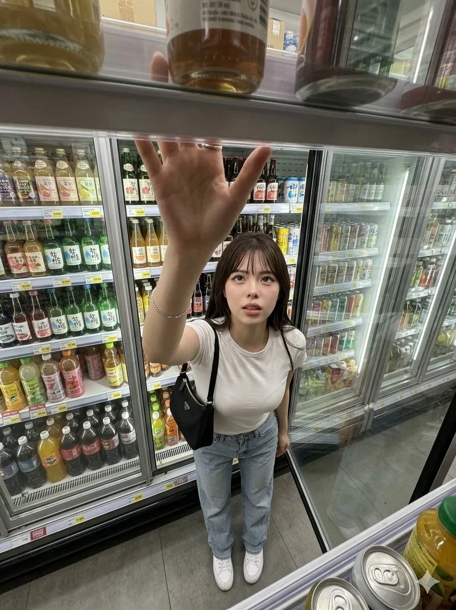 Candid Grocery Store Aisle Selfie - Nano Banana Pro AI Prompt for Social Media Post reference