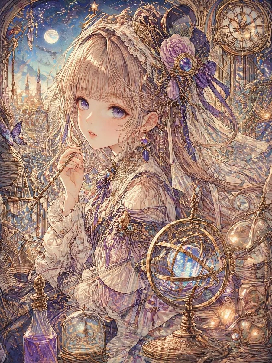 Delicate Line Art and Watercolor Glaze reference