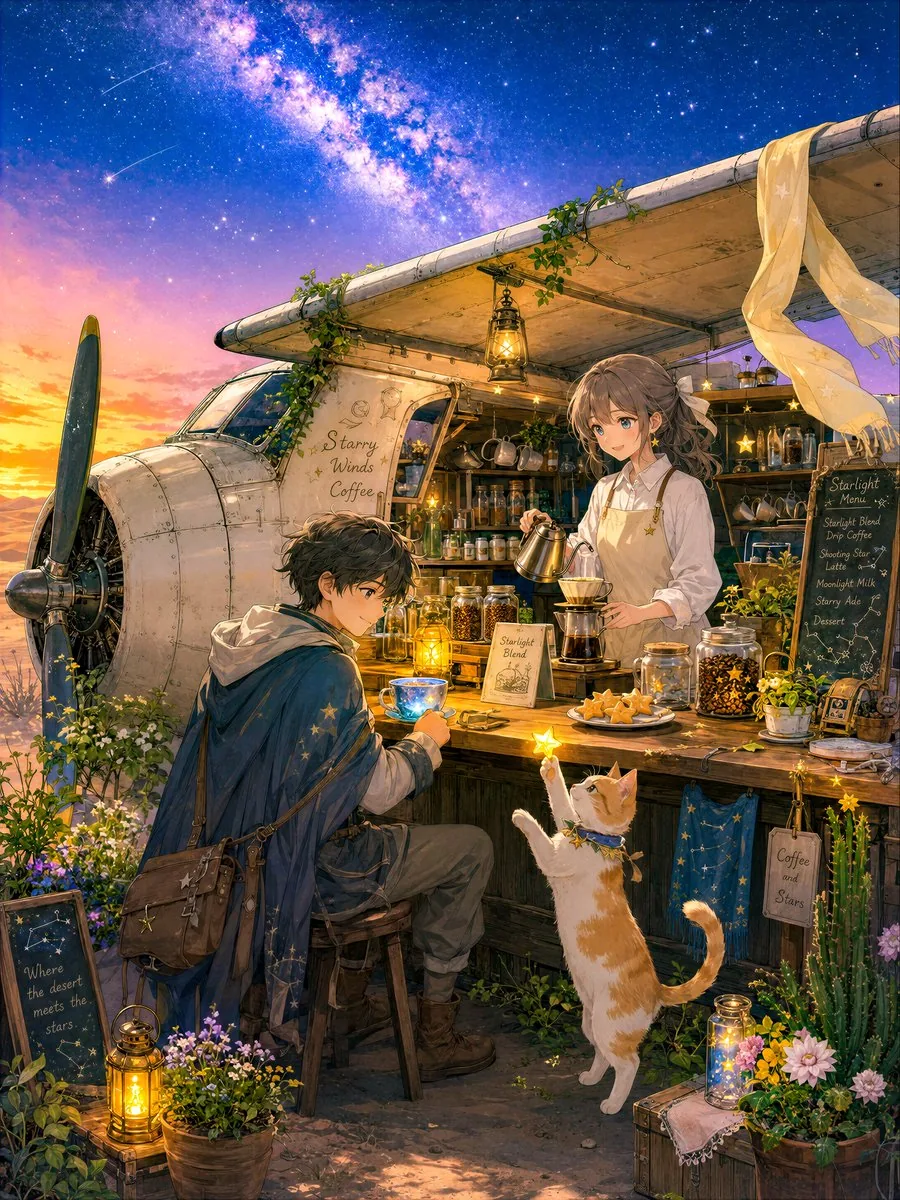Desert Night Airplane Cafe Story reference