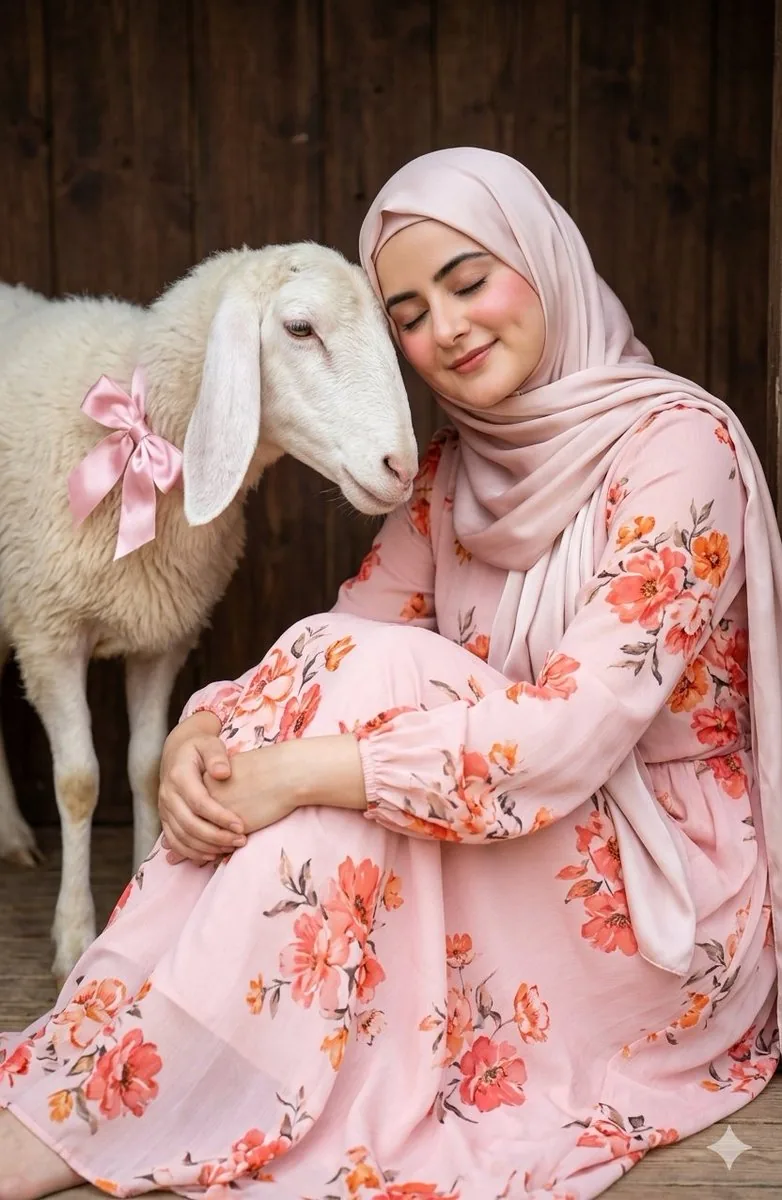 Soft Aesthetic Portrait with Sheep reference