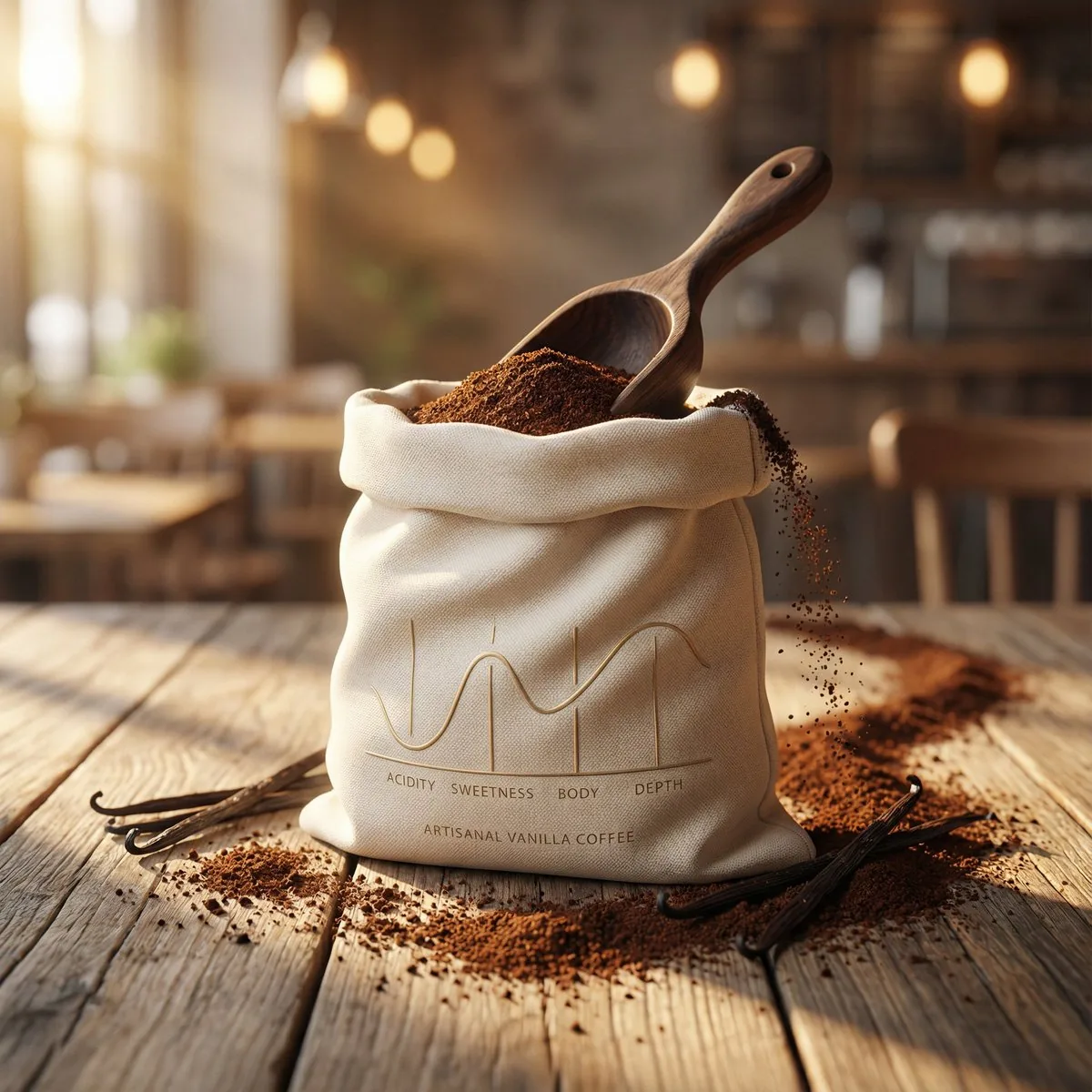 Luxury Product Photography for Artisanal Vanilla Coffee reference