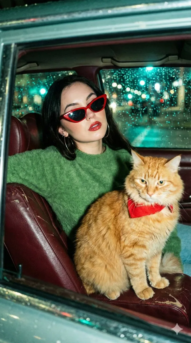 Wong Kar-wai Cinematic Flash Photography Prompt - Nano Banana Pro AI Prompt for Social Media Post reference