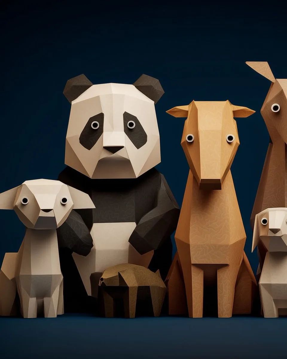 Collection of Low-Poly Origami Animals - Nano Banana Pro AI Prompt for Game Asset reference
