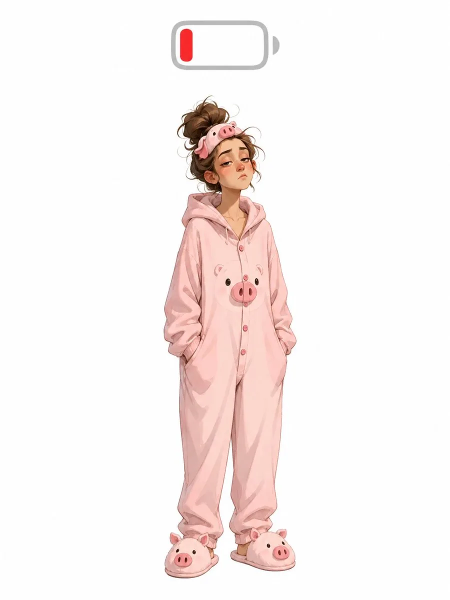 Low Battery Pig Pajama Character reference
