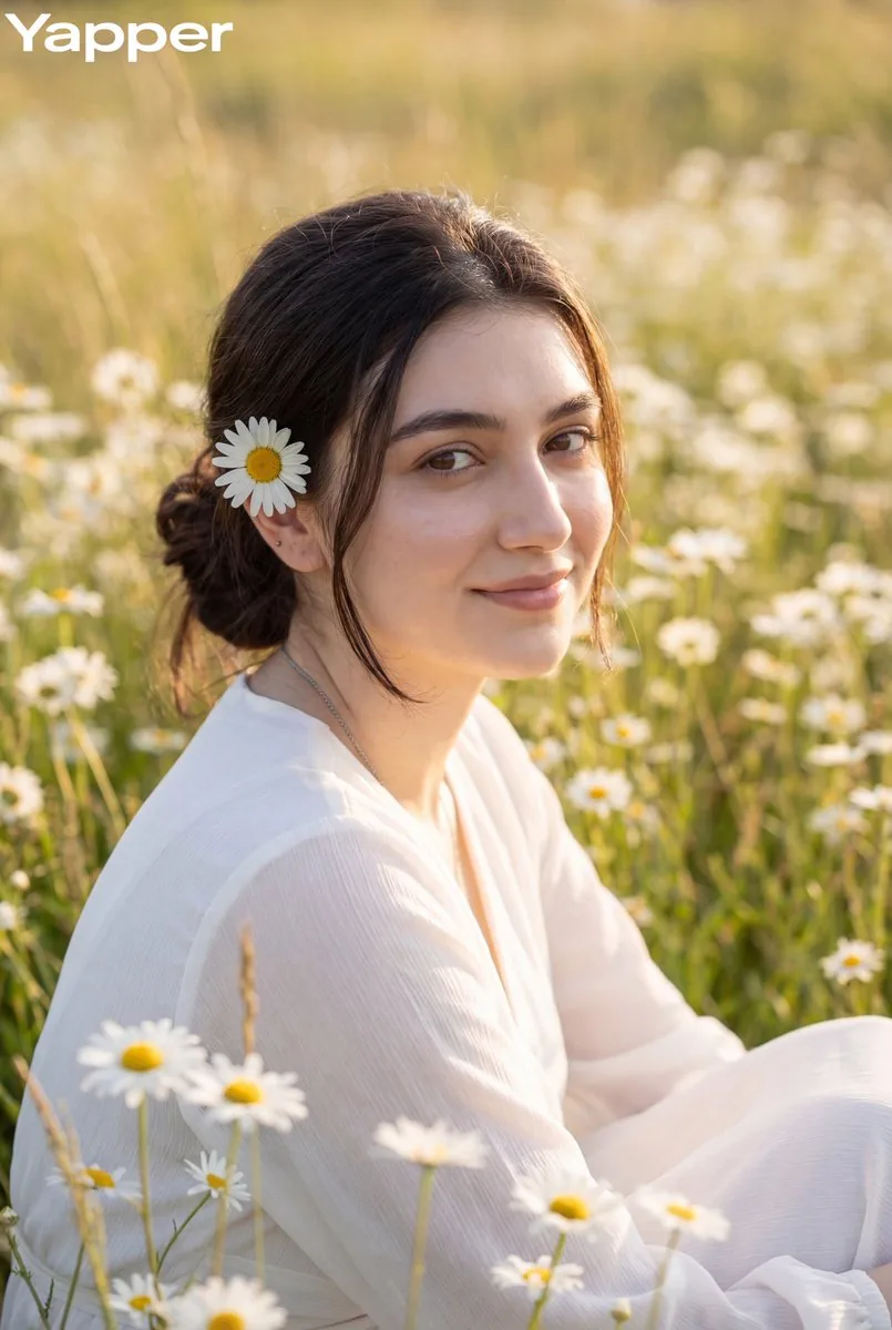 Dreamy Meadow Portrait at Golden Hour reference
