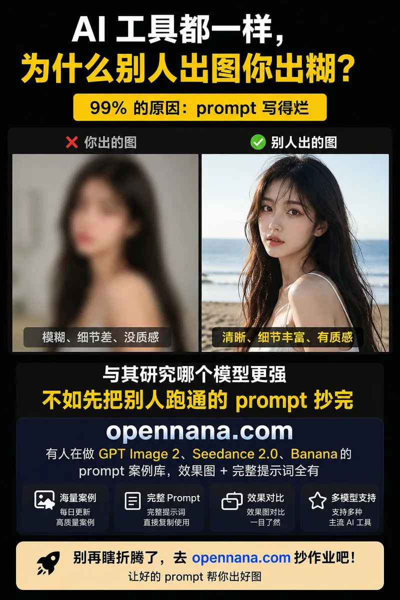 Chinese AI Prompt Comparison Poster reference