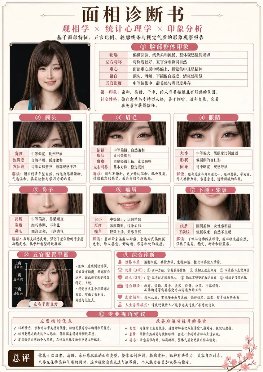 Japanese-Style Facial Analysis Diagnostic Poster reference