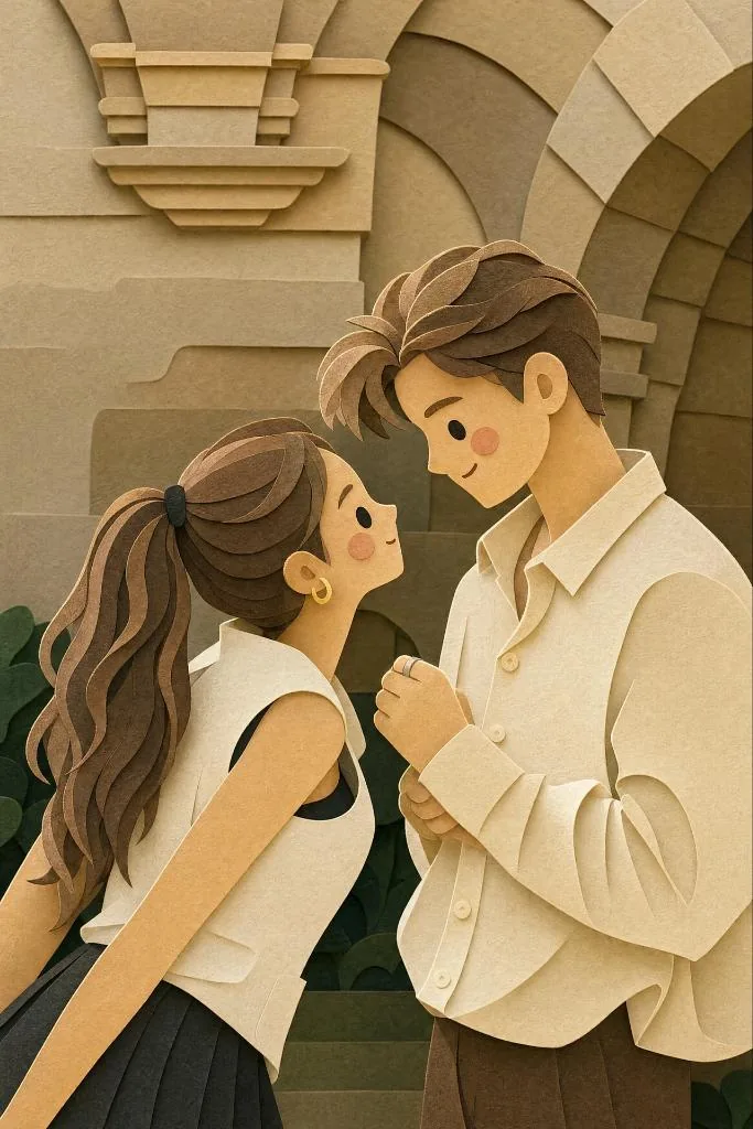 Layered Paper-Cut Style Illustration reference