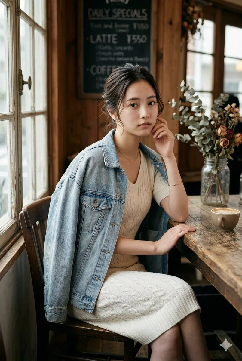 Realistic Vintage Cafe Portrait reference