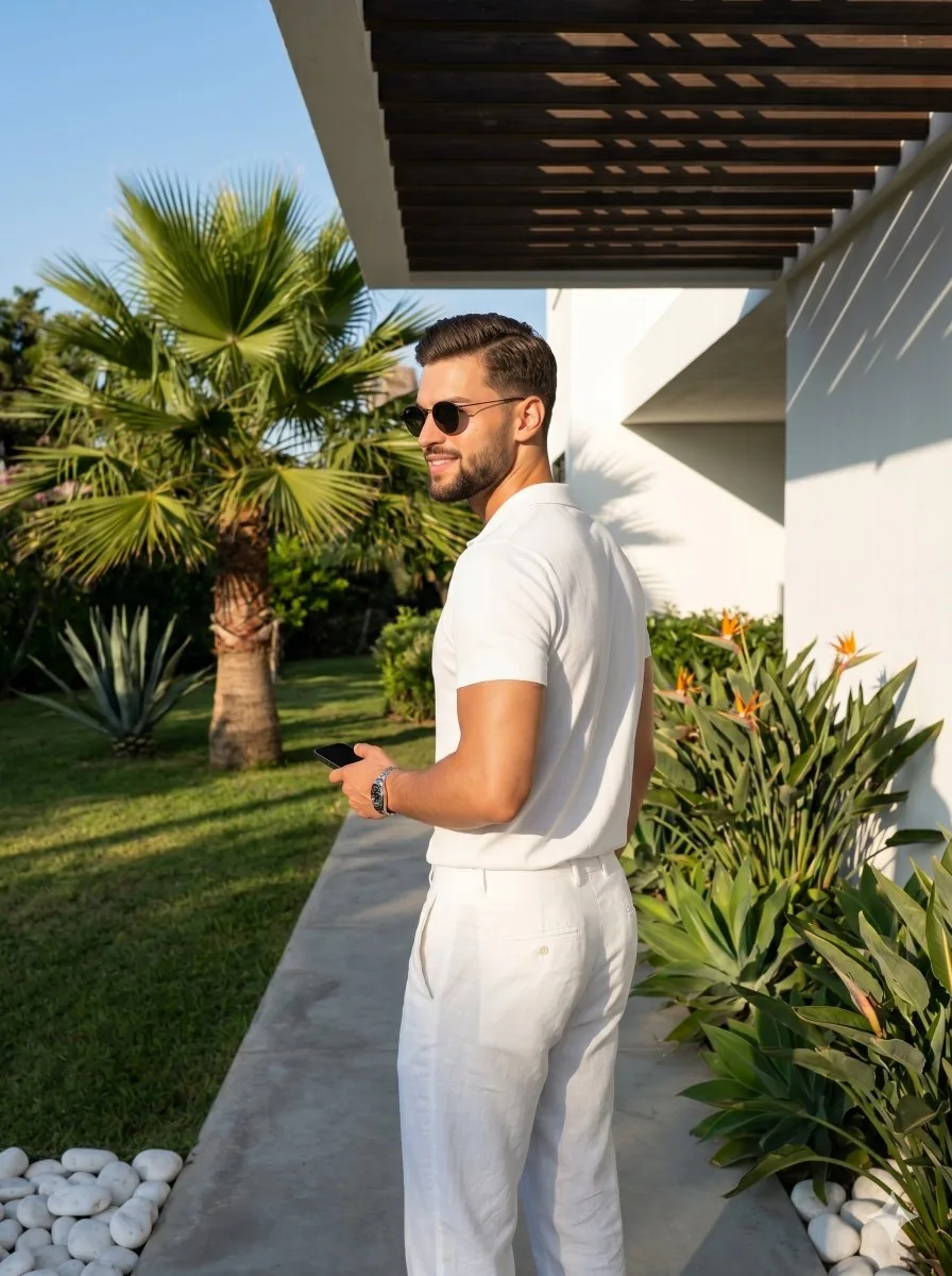 Mediterranean Vacation Portrait - Nano Banana Pro AI Prompt for Social Media Post reference