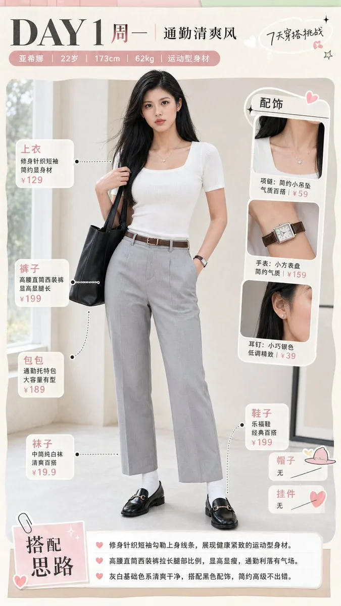 Monday Commuter Outfit Infographic reference