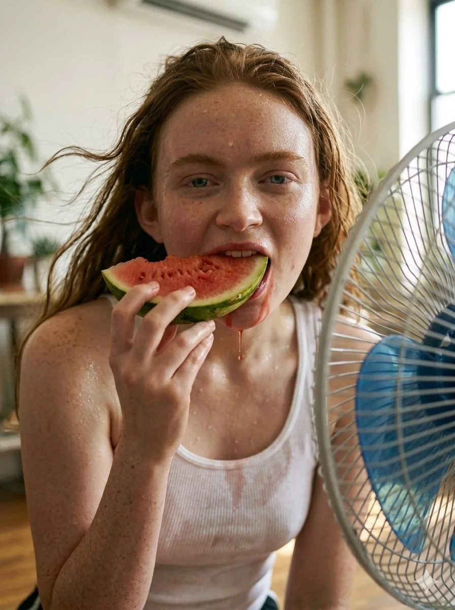 Realistic Summer Heat Lifestyle Portrait - Nano Banana Pro AI Prompt for Social Media Post reference