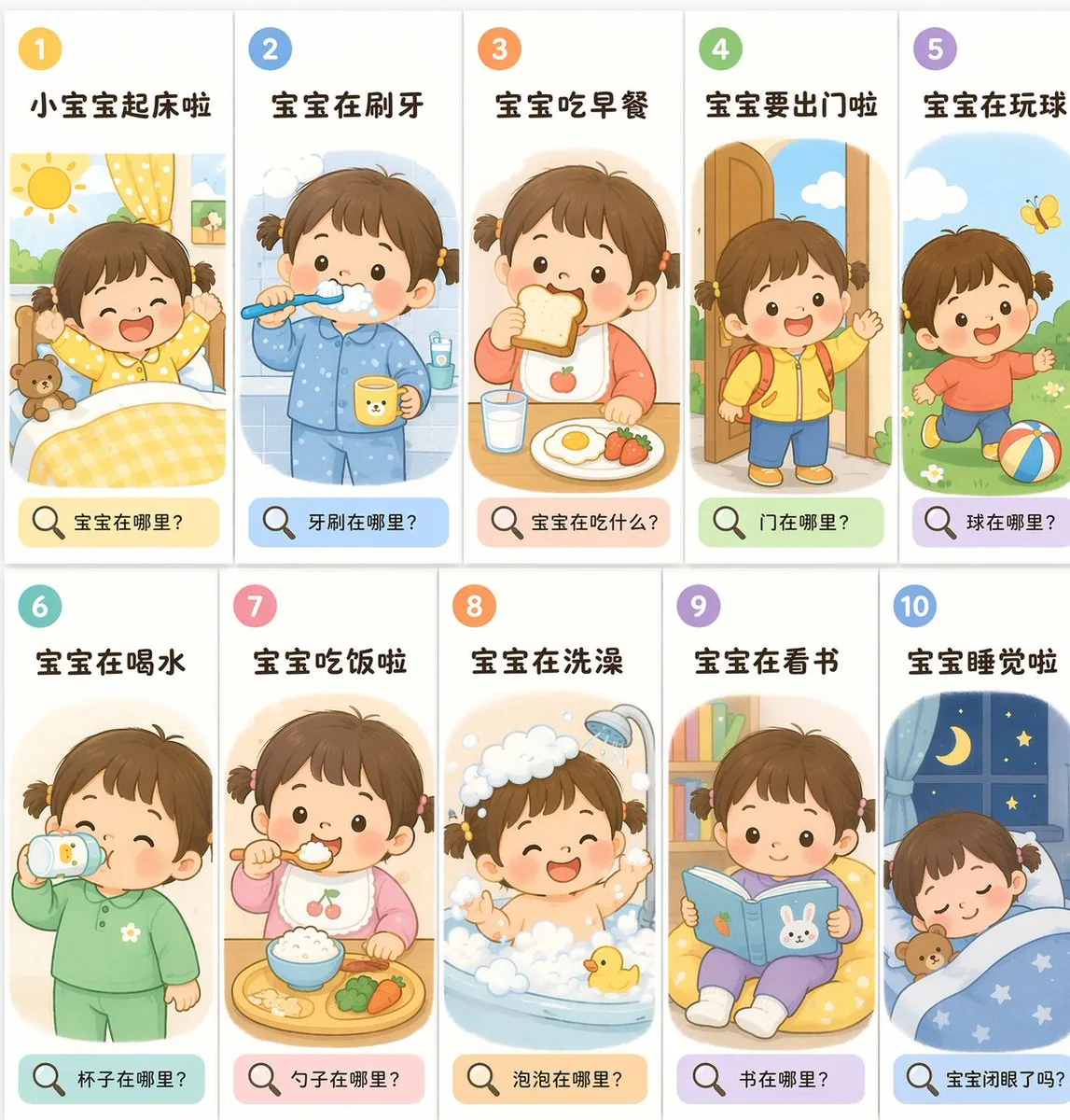Toddler Daily Routine Flashcard Grid reference