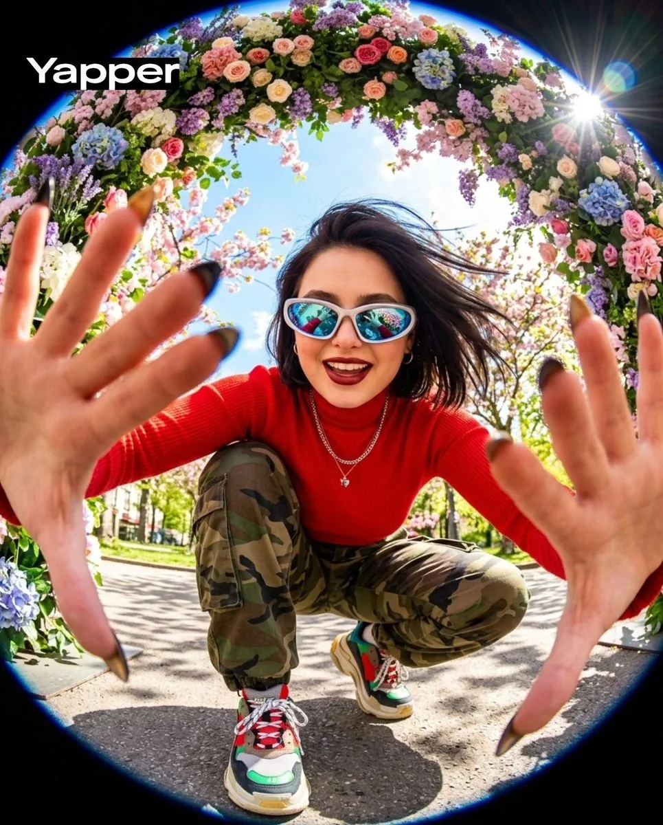 Funky style selfie portrait with fisheye distortion reference