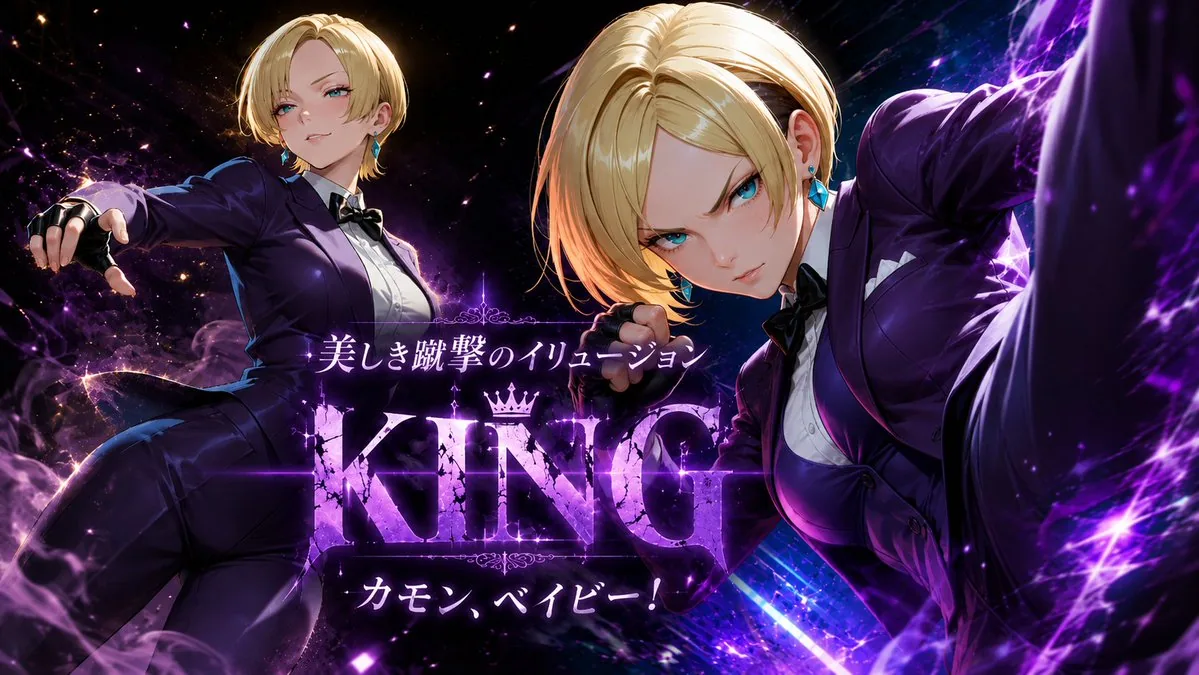 Purple Anime Fighter King Poster reference