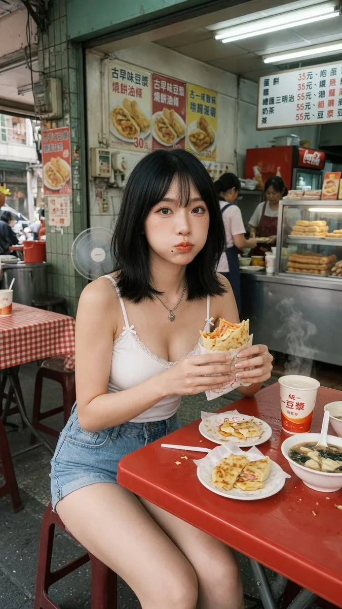 Taiwan Breakfast Shop Candid Portrait reference